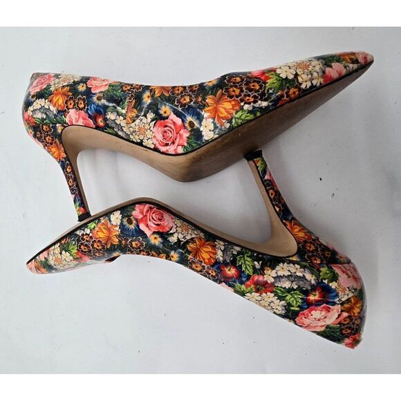Nine West Floral High Heels Size 8.5M Man Made Material Round Toe - Picture 7 of 9